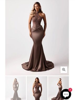 Strapless Mermaid Gown in Taupe